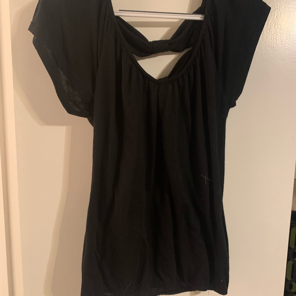 Black blouse with open back and bows